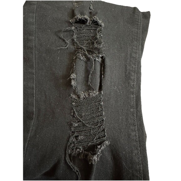 Chic Rose Floral Embroidered Ripped Design Skinny Jeans Distressed- Black 38 - Picture 6 of 7